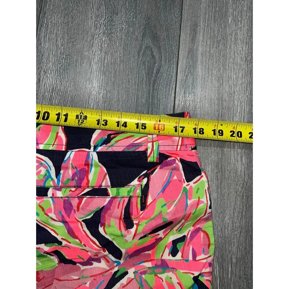 Lilly Pulitzer Print Callahan Shorts Navy Pink Green Tropical Size 10 A003140 - Picture 7 of 8